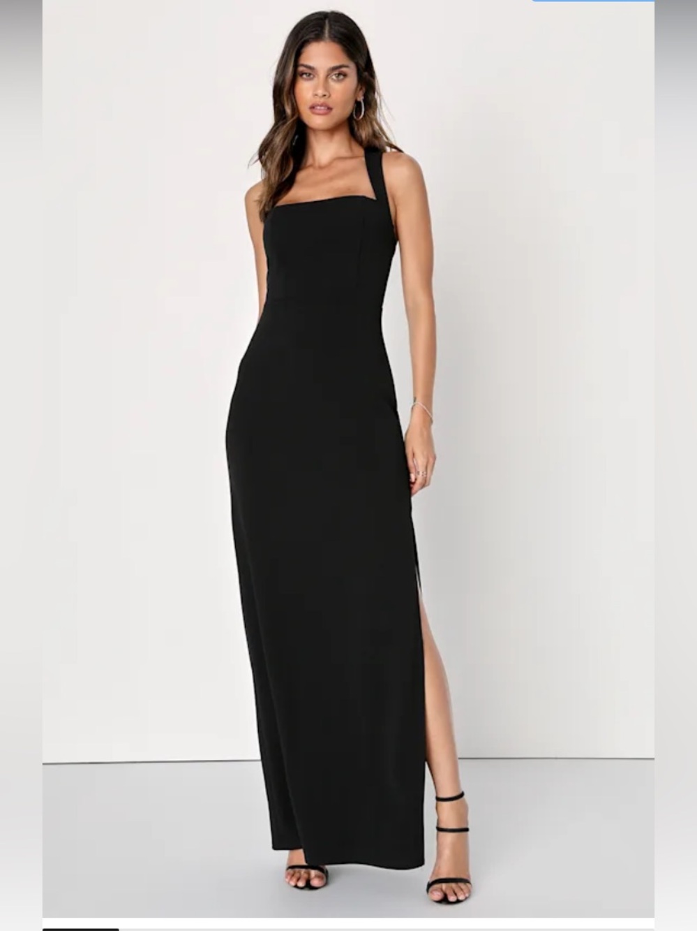 NWT Lulus Glamorous Dedication Black Sleeveless Column Maxi Dress FLAWED ZIPPER